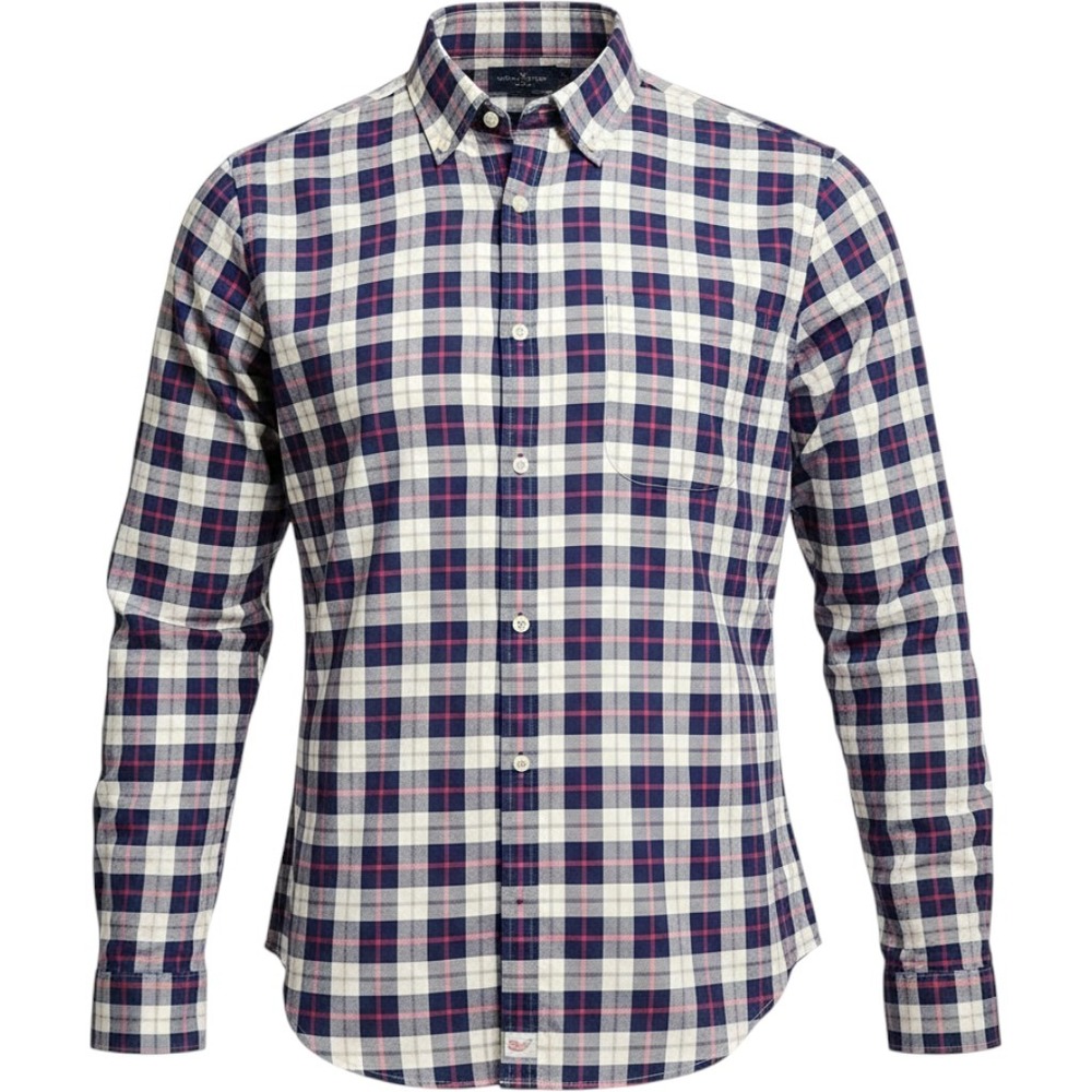 Vineyard Vines Slim Murray Long-Sleeve Shirt Blue Pink Plaid Button Down Size M